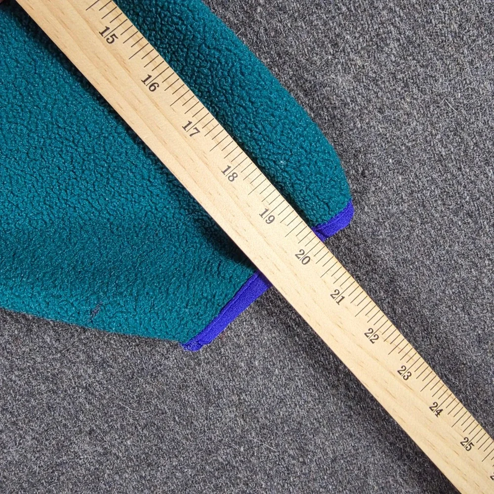 VTG Eddie Bauer Fleece Pullover Mens XL Teal Purple Funnel Neck Made in USA 90's